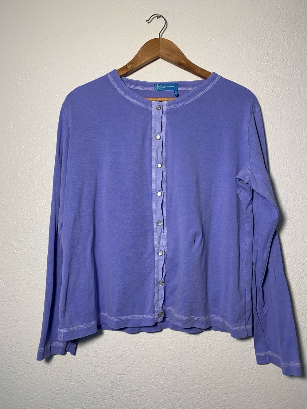 fresh produce periwinkle Button Down Long Sleeve 100% Cotton Made in the USA | L
